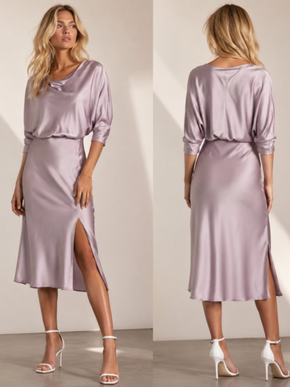 Dusty Lavender,  3/4 sleeves holiday, photoshoot, summer, party, midi